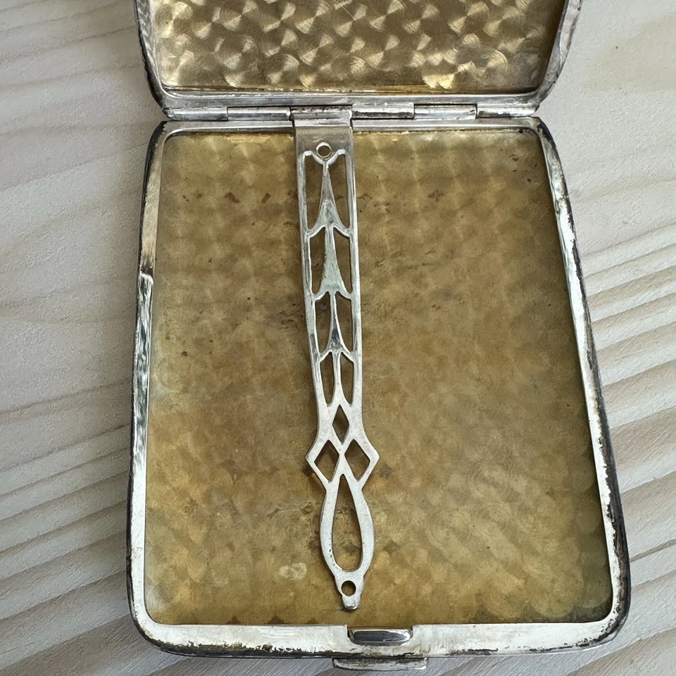 Estojo de cigarro vintage R Blackinton Co Guilloche prata esterlina Art Deco 104,6 g - Imagem 2 de 4