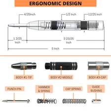 Automatic Center Punch 5 Inch Spring Loaded Center Punch Adjustable Tension P...