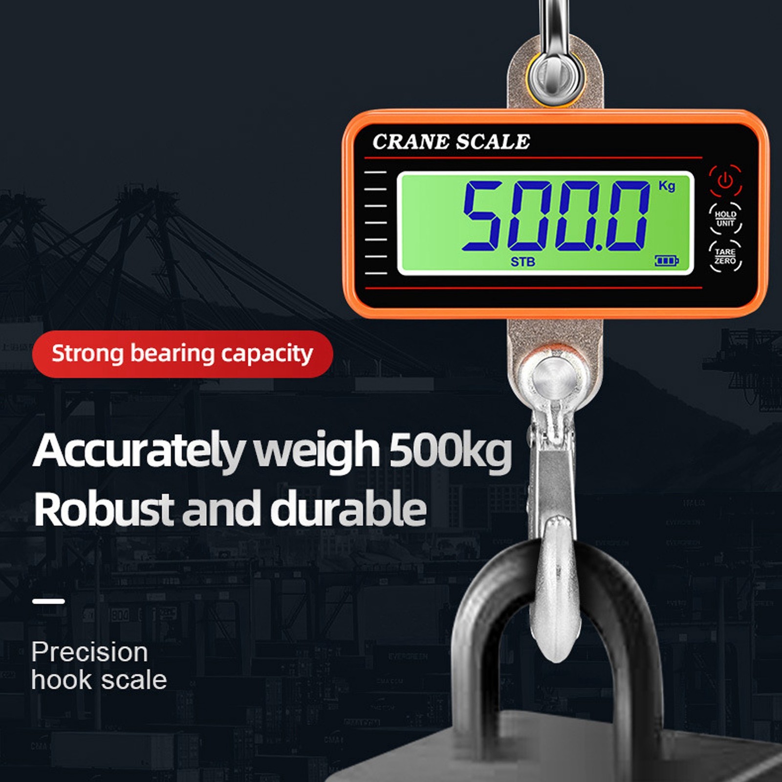 Digital Crane Scale LED Display Remote Control 1500kg Industrial Heavy Duty