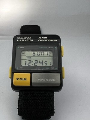 SEIKO セイコー PULSEMETER パルスメーター S229-5001 Seiko Pulse Meter Watch 1982 Rare Black Yellow S229-5001 Runners