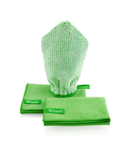 Jemako Fenster Set,Reinigungs Set,Trockentuch, Putztuch, Profituch ,Handschuh