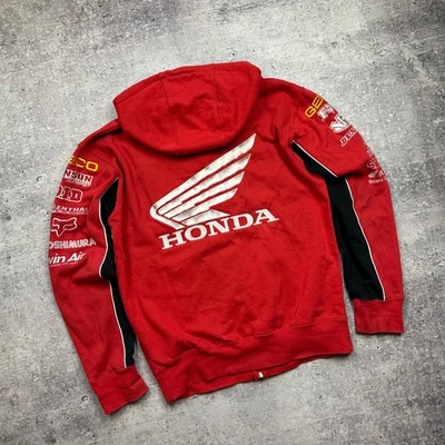 Honda Racing HRC Fox Racing Full Zip Hoodie Red Sponsor Motocross Jacket Adult L - Photo 1/4