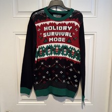 Minecraft Holiday Survival Mode Kids Sweater - Black, Red, Green Size 14/16