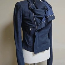 Rick Owens Blue Leather Jacket Women's 40 New Unworn