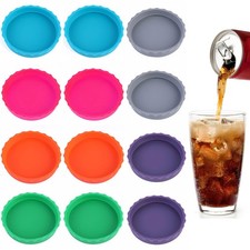 12 Pack Silicone Soda Can Lids, 6 Color BPA-Free Reusable 12