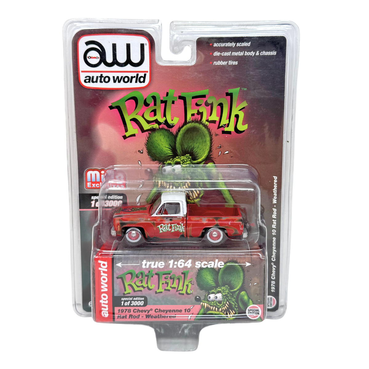 Auto World Rat Fink 1978 Chevrolet Cheyenne 10 Rat Rod Weathered 1