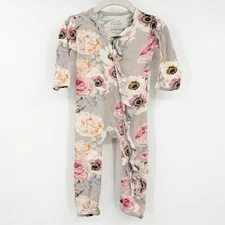 Posh Peanut Baby Girls Bamboo Snap Ruffled Floral One Piece Pajama Size 12-18M