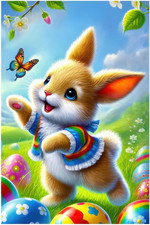 Happy Easter Bunny Garden Flag 12X18 Inch Double Sided Colorful Egg Spring Desig