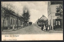 Radegast / Anhalt, Straßenpartie mit Kindern, Ansichtskarte 1906 