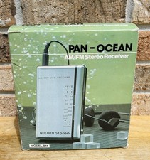 Vintage Pan Ocean AM/FM Personal Stereo w/Walkman-Style Orange Pad Headphones