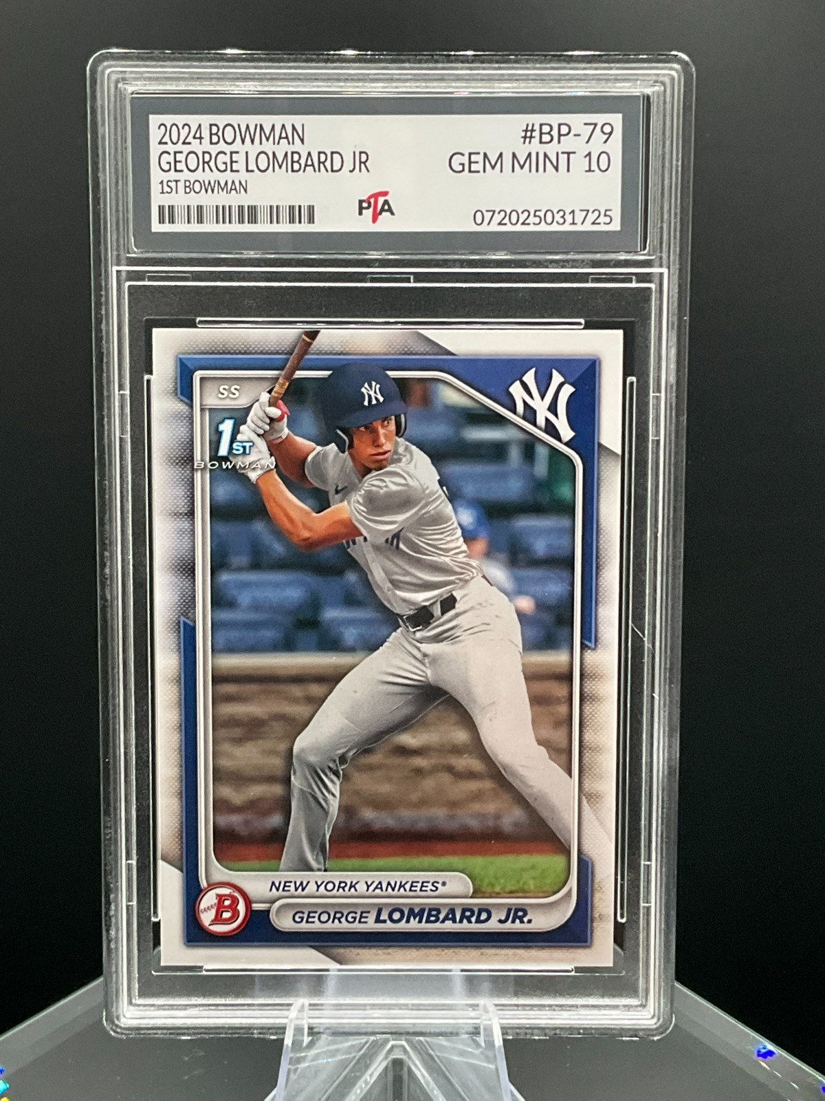 2024 Bowman George Lombard Jr. 1st Bowman New York Yankees ~ GEM MINT PTA 10🔥
