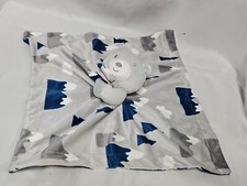 Baby Essentials Bear Lovey Blue  Gray Clouds Trees Mountains Security Blanket