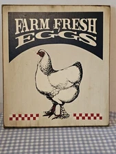Primative Country Hen ~FARM FRESH EGGS w/ Chicken Wooden Wall Hanging