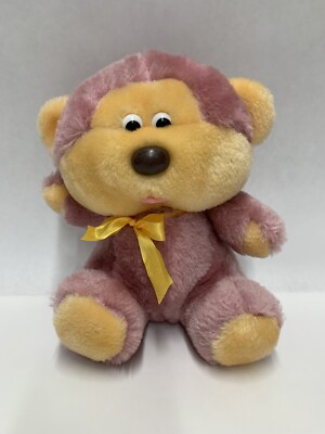 Vintage Monkey Bear Plush Stuffed Animal Purple Orange Yellow 8  Made In Korea