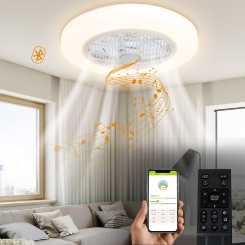 TCFUNDY LED Ceiling Fan with Light Music Bluetooth Speaker APP & Remote Control - Picture 3 of 13