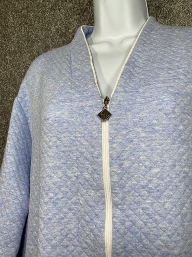 Eileen West Womens L/XL Robe Waltz Quilted Heather Diamond Blue Full Zip Pockets - Picture 4 of 17