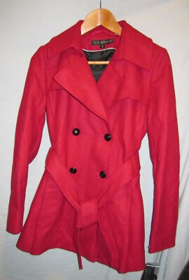 Via Spiga Wool Peacoat Double breasted Belted Red jacket Coat - Main Image