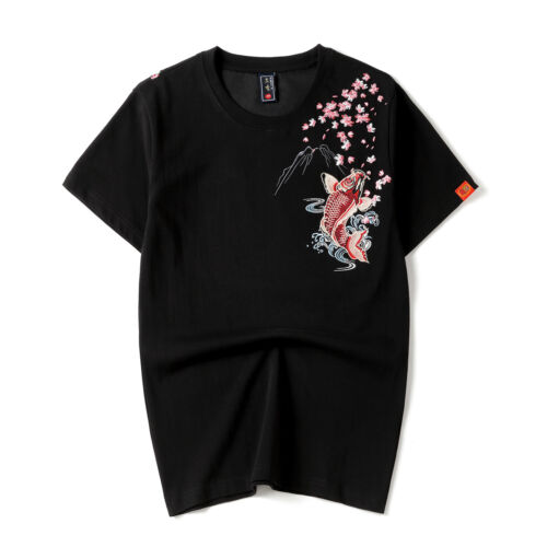 Niepce Japanese Streetwear T-Shirt for Men Fish Embroidery Tee - Bild 13 von 18