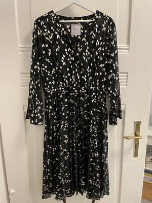 PART TWO Damen Kleid / Plissee-Kleid / Midi-Kleid, elegant, schwarz, Gr. 40 / L
