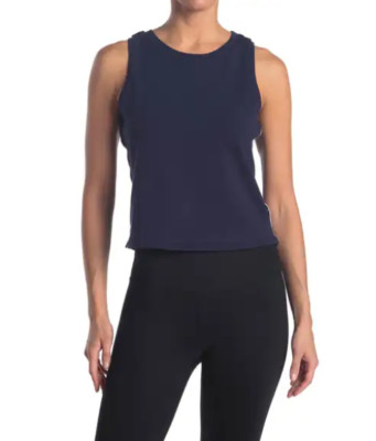 Splendid Women Detailed Cropped Tank Top Navy Size M 00574