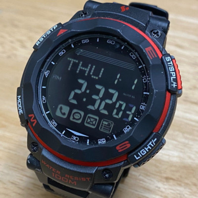 Youngs Project Smart Men Reverse LCD Digital Quartz Alarm Chrono Watch~New Batte