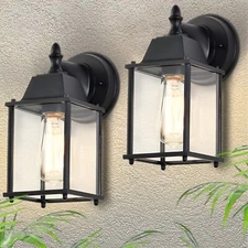 Porch Lights Outdoor Fixture 2 Pack Outdoor Lights Wall Mount Black