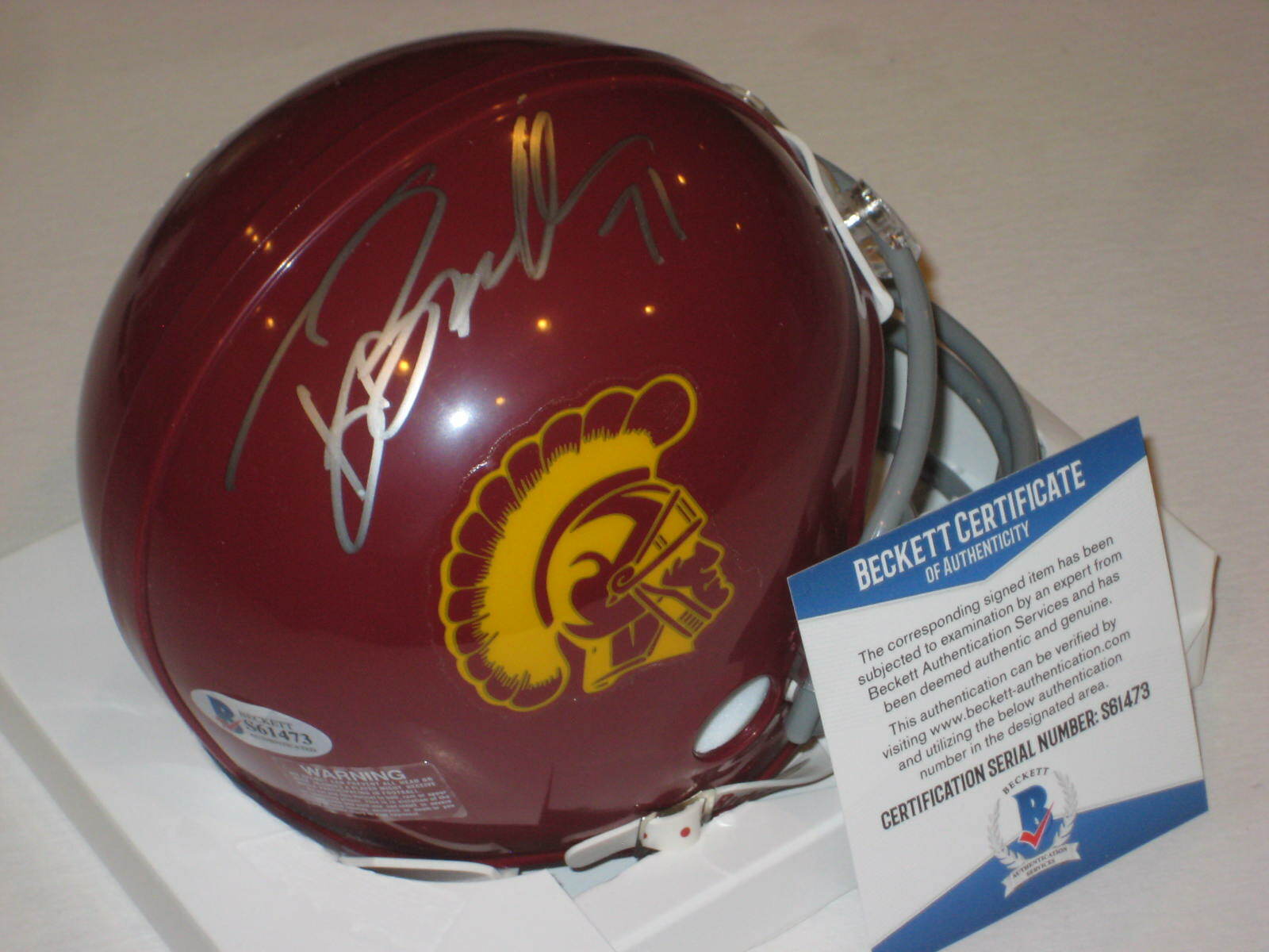 TONY BOSELLI Signed USC TROJANS Mini-helmet w/ Beckett COA 