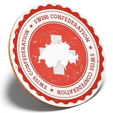 1 x Swiss Confederat?ion Europe - Round Coaster Kitchen Student Kids Gift #7956
