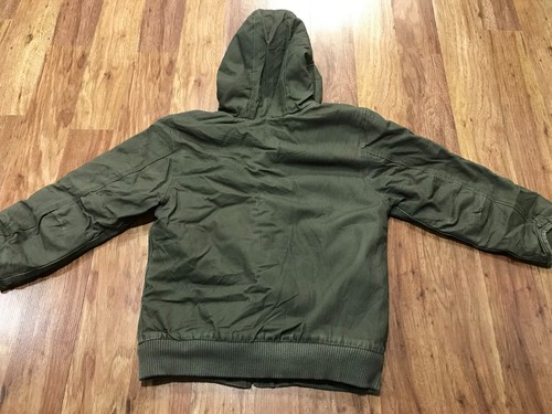 BOYS S (7-8) - Carhartt Canvas Flannel Quilted Lined Hooded Jacket Moss Greeen - Picture 9 of 14