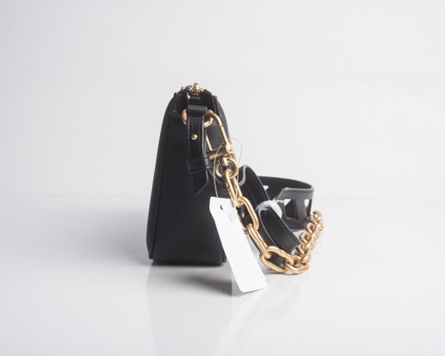 Off-White Virgil Abloh Womens Black Burrow Purse Bag Pouch Gold Chain Strap - Picture 4 of 8