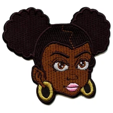 Afro Puff Girl Patch Strong Beautiful Natural Embroidered Iron On