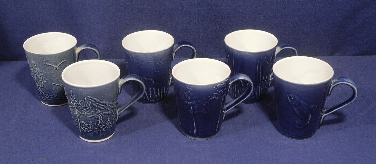 Mount Mt St Saint Helens Pottery 6 Ceramic Mugs Made from Ash Signed