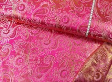 LUREX JACQUARD Stoff Brokat Paisley Theater Kostüme FUCHSIA GOLD EUR 16,98/m