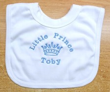 Little Princess Prince Personalised Baby Bib Embroidered Gift, Baby Shower