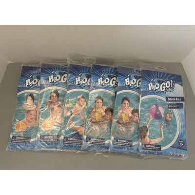 6 H2O GO Bestway Inflatable Swim Armbands Floats & Beach Pool Ball Lot Ages 3-6