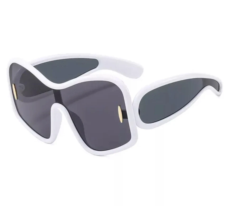 Gafas de sol marca blancas de gran tamaño con escudo de una pieza para mujeres y hombres Italia diseñador de moda