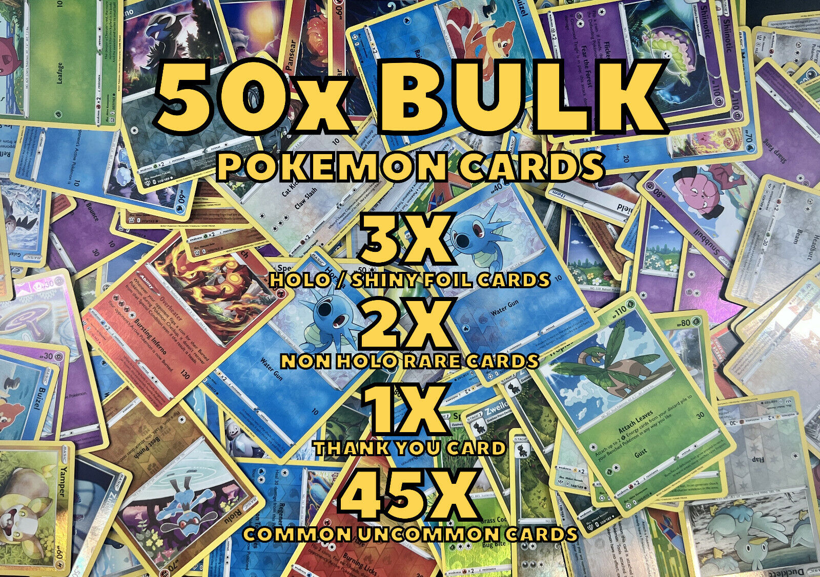 50 x Pokemon Cards Bulk Shiny | Holo | Rare | Foil | Shiny Guaranteed 
