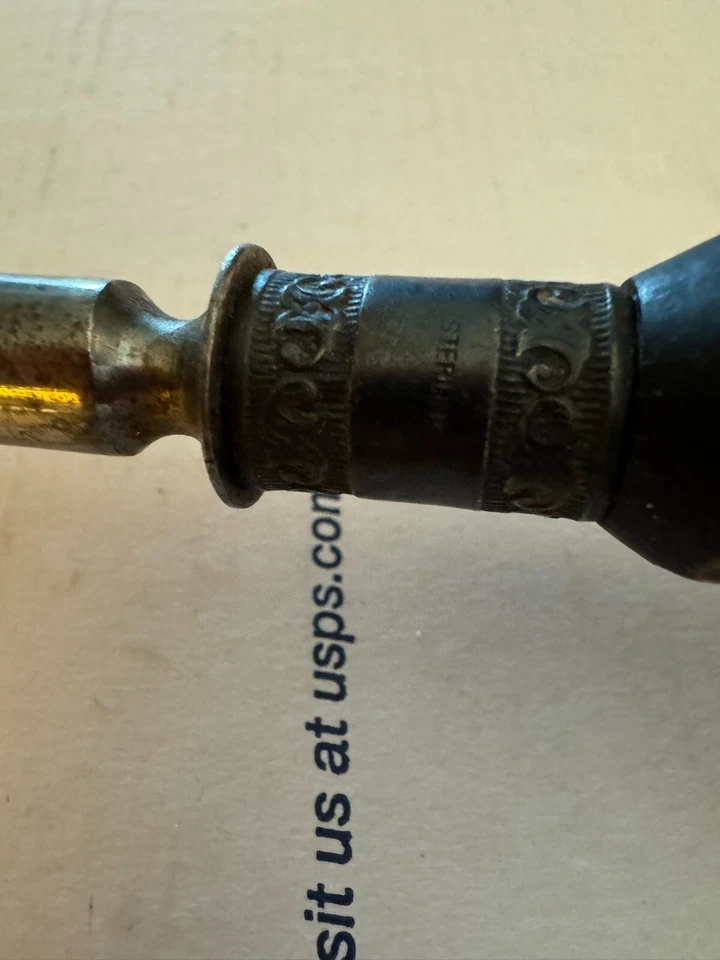 Afilador de acero de afilado de colección de los años 20 con mango de asta de cuerno de ciervo de ley + 15" L Foto 4 de 4