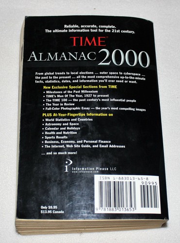 TIME ALMANAC 2000 w/ Information Please Millennium Collector’s Edition Paperback - Imagen 3 de 5