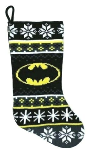 Batman Knit Christmas Stocking Black 18" NWT Logo Holiday DC Comics Ruz - Picture 1 of 2