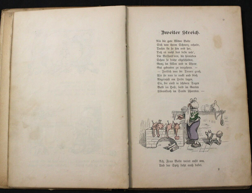 ANTIQUE 1893 GERMAN LANGUAGE "MAX UND MORITZ" BOOK BY WILHELM BUSCH ~ COMICS - Picture 12 of 22