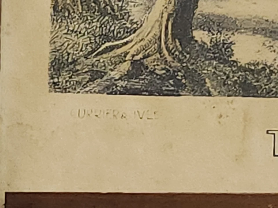 Espejo Columna Dividida Estilo Federal Antiguo Courier & Ives Estampado Madera de Cerezo? Foto 3 de 4