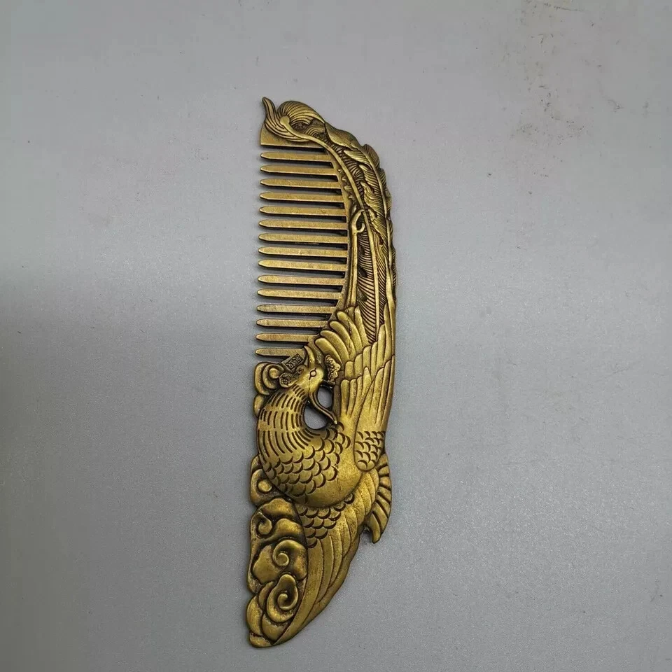 Старая китайская гребенчатая статуя феникса медная ручной работы - Изображение 3 из 4