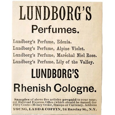 Lundborg's Perfume Colognes 1885 Advertisement Victorian Beauty ADBN1A14