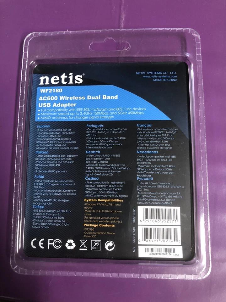 Netis AC600 Wireless Dual Band USB Adapter -Model WF2180 Brand New In Box - Image 2 of 2