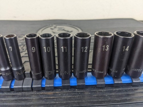 #aw461 Matco Tools 1/4" Drive Metric Deep 6 Pt Impact Socket Set SADPMA12R - Picture 6 of 13