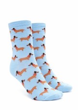 Pair of Light Blue Dachshund Doxie Dog Women's Socks