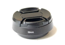 Vintage 39mm Screw-in Metal Vented Circular Lens Hood & Cap No Name