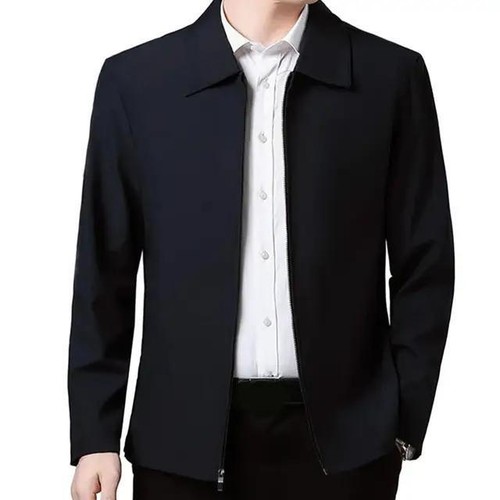 Casual Business Autumn Spring Jackets Outwear Top Men's Zipper Lapel Collar Coat - Picture 26 of 28