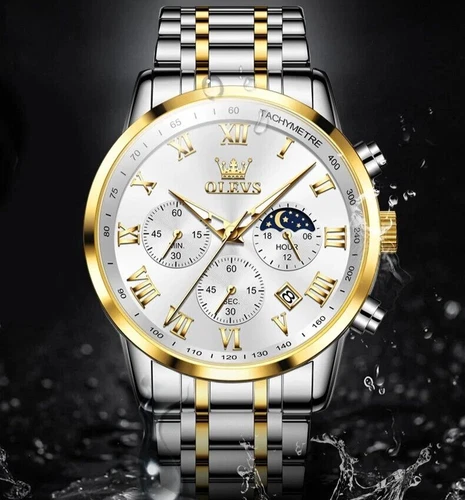 OLEVS Wasserdichte Leuchtende Quarzuhr Herren Business Luxus Armbanduhr Geschenk - Bild 12 von 16
